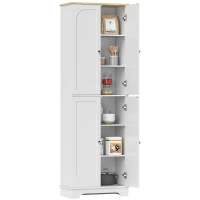HOMCOM Alacena de Cocina Mueble Auxiliar de Cocina con 4 Puertas y Estantes Ajustables para Comedor Salón 60x30x183 cm Blanco(m-1)