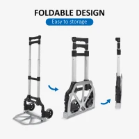 HOMCOM Aluminium Folding Hand Truck Trolley, Heavy Duty Foldable Sack Cart with Adjustable Telescoping Handle, 70KG Load Capacity(m-4)