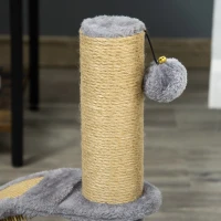 PawHut Arranhador para Gatos Altura 43 cm Mini Arranhador para Gatos com Tábua para Arranhar Bola Suspensa e Poste de Juta Cinza(m-8)
