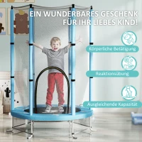 AIYAPLAY Kindertrampolin mit Sicherheitsnetz, für den Innen- und Außenbereich, 3-6 Jahre, Hellblau(m-8)