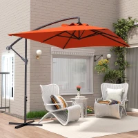 Outsunny 3(m) Cantilever Overhanging Parasol, with Cross Base - Orange(m-9)