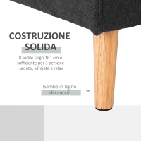 HOMCOM Divano 3 Posti ad Angolo con Penisola Reversibile e Cuscini, in Tessuto Effetto Lino, 193x136x85 cm, Nero(m-7)