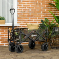 Outsunny 95L Folding Steel Frame Garden Trolley, with Handle - Multicolour(m-2)