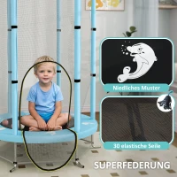AIYAPLAY Kindertrampolin mit Sicherheitsnetz, für den Innen- und Außenbereich, 3-6 Jahre, Hellblau(m-5)