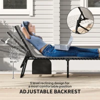 Outsunny Set of Two Reclining Sun Loungers - Light Grey(m-4)