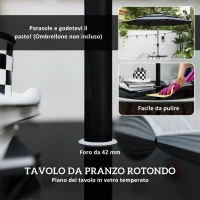 Outsunny Set da Giardino 5 Pezzi in Rattan e Acciaio con 4 Sedie da Esterno e Tavolo Rotondo con Foro, Marrone e Grigio(m-6)