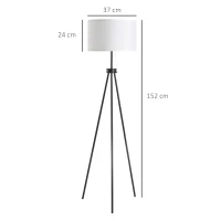 HOMCOM Lámpara de Pie con Trípode Metálico y Pantalla de Tela Diseño Elegante y Clásico Ø37x152 cm para Hogar u Oficina(m-3)