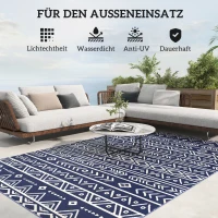 Outsunny Outdoor Teppich robuster Wetterfest Outdoorteppich, Carpet mit Boho-Style, Outdoor-Teppich für Wohnzimmer Balkon(m-6)