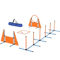 PawHut Kit de Agilidad para Perros Agility de 6 Piezas para Mascotas con Saltos Slalom Caja de Pausa Silbato y Pelotas(m-10)
