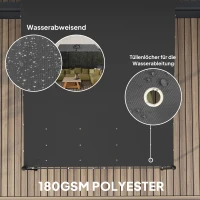 Outsunny 2,5 x 3 m Pergola, Wandmontierter Garten-Pavillon, wasserbeständig, Metallrahmen, Ablauflöcher, Schattendach, Dunkelgrau(m-4)