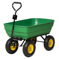 Outsunny Carrinho de Jardim com Caçamba Inclinável até 75° Carrinho de Mão com Guiador Ajustável e Capacidade 125L 118x58x102 cm Verde Escuro(m-11)