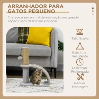 PawHut Arranhador para Gatos Altura 43 cm Mini Arranhador para Gatos com Tábua para Arranhar Bola Suspensa e Poste de Juta Cinza(m-4)