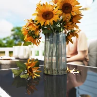 Outsunny 5 Seater Rattan Garden Furniture Set, 2 Armchairs, 3-Seater Wicker Sofa, 2 Footstools and Glass Table, 6 Piece Patio Rattan furniture Sofa Sets with Cushions for Conservatory, Grey(m-7)