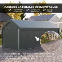 Outsunny Cobertizo Portátil de Exterior 6x3 m con Tejido PE Resistente Estructura de Acero y Paredes Desmontables Gris Oscuro(m-5)