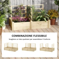 Outsunny Letto per Orto con 3 Tralicci e 2 Fioriere in Legno di Abete con Fondo Aperto, 119x62.5x64 cm, color Legno(m-5)
