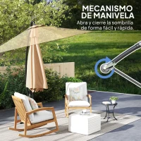 Outsunny Parasol de Jardín Excéntrico Sombrilla con Funda para Sombrilla Protección UV 50+ y Base Cruzada Ø290x243 cm Caqui(m-8)