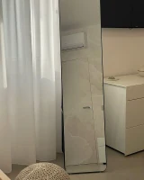HOMCOM Espelho de Pé Espelho de Corpo Inteiro Retangular com 2 Formas de Uso para Dormitórios Corredor 37x43x156 cm Preto(m-10)