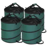 Outsunny Gartensack 4x86L wasserdicht Gartenabfallsack mit Trageschlaufen Griffe, stabil robust Laubsack Grün(m-1)