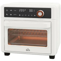 HOMCOM Mini Forno Elétrico Multifuncional de 13L 1200W com 12 Modos Temporizador e Temperatura Ajustável 33,5x32x32,5 cm Branco(m-10)