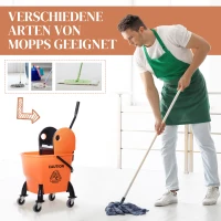HOMCOM Mobilny Wiadro do Mopa z Wyciskarką, 26 L, Tworzywo Sztuczne, Kolor Pomarańczowy(m-6)