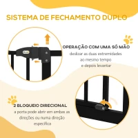 PawHut Barreira de Segurança para Cães com Largura Ajustável 74-100 cm e Extensões para Escadas e Portas Preto(m-5)