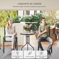 Outsunny Conjunto de Mesa e Cadeiras de Jardim de 3 Peças Móveis de Jardim com Cadeiras Empilháveis e Bancada de Vidro Preto(m-4)