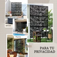 Outsunny Biombo Separador de Ambientes con Diseño de Hoja de Sauce Biombo para Exterior Jardín Patio Terraza 122x45x198 cm Negro(m-6)