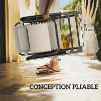 Outsunny Lot de 2 chaise longue pliable et inclinable avec table d'appoint, porte-gobelets et appuie-têtes, charge 120 kg, beige(m-7)