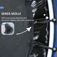 HOMCOM Tappeto Elastico per Bambini 3-6 Anni con Rete di Protezione, 6 Colonne e 3 Ingressi, Ø140x190 cm, Blu e Nero(m-7)