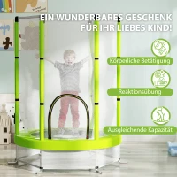 AIYAPLAY Trampolina dla Dzieci z Siatką Bezpieczeństwa, Na Zewnątrz i Do Wnętrz, 3-6 Lat, Zielony(m-8)