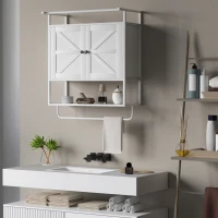 HOMCOM Armario de Pared para Baño Mueble de Baño Suspendido con 2 Puertas Estante Toallero 63x34x75 cm Blanco(m-7)