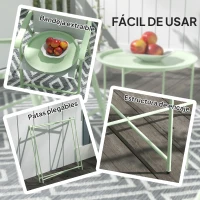 Outsunny Mesa de Jardín Redonda con Bandeja Extraíble Patas Ajustables y Acabado en Acero para Exterior Ø46x50 cm Verde(m-4)