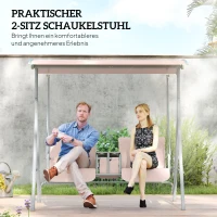 Outsunny Hollywoodschommel, tuinschommel, tweezits schommel met zonnedak, 175 x 112 x 165 cm, Beige(m-7)