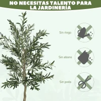 HOMCOM Planta Artificial Decorativa de 180cm Árbol de Olivo con 900 Hojas y 40 Aceitunas en Maceta para Interior Verde(m-7)