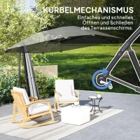 Outsunny Ampelschirm Alu Ø 260 cm Sonnenschirm, wasserdicht Kurbelschirm mit Ständer, Kurbel, Dunkelgrau(m-6)