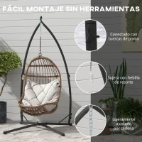 Outsunny Soporte para Silla Colgante con Estructura de Acero Base Estable y Portavaso para Patio Jardín Balcón Negro(m-8)