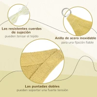 Outsunny Toldo de Terraza Rectangular 6x4 m con Protección Rayos UV Anillas de Acero Inoxidable y Cuerdas para Jardín Patio Beige(m-5)