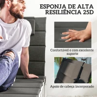 Outsunny Conjunto de 2 Almofadas para Espreguiçadeira Dobráveis 203x66x3 cm com Apoio para a Cabeça e Correias de Sujeição Cinza(m-5)