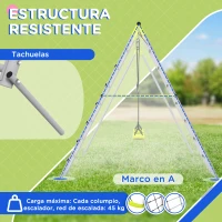 Outsunny Columpio para Niños con Altura Ajustable 2 Sillas Trepador Red de Escalada y Anti-UV 260x185x180 cm Gris y Verde(m-4)