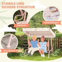 AIYAPLAY Hollywoodschaukel für Kinder, Stahlrahmen, 2-Sitzer, 60 kg belastbar, Rosa(m-4)