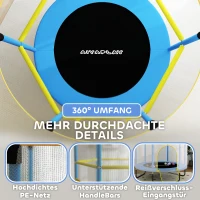 AIYAPLAY Kindertrampolin, Sicherheitsnetz, rutschfeste Beine, Reißverschlusseingang, Bunt(m-6)
