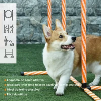 PawHut Conjunto de Treino de Agilidade para Cães de 4 Peças Kit Treino Agility para Cães com Slalom Área de Pausa Barreiras e Anel de Salto Laranja(m-7)
