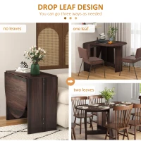 HOMCOM Folding Dining Table, Drop Leaf Table for Small Spaces, Oval Tabletop for Dining Room, Chocolate Wood Effect(m-4)