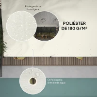 Outsunny Pérgola de 6x3 m con Techo de Poliéster Estructura Metálica Resistente y Drenaje para Jardín o Terraza Crema(m-4)