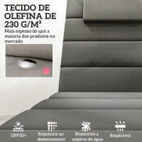 Outsunny Conjunto de 2 Almofadas para Espreguiçadeira Dobráveis 203x66x3 cm com Apoio para a Cabeça e Correias de Sujeição Cinza(m-4)