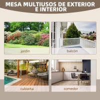 Outsunny Mesa de Jardín de Madera de Abeto con Patas en Forma de Rueda para Exterior e Interior 110x60x65 cm Acabado Carbonizado(m-6)