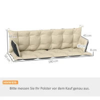 Outsunny Tuinbankkussen-Set voor Bank of Hollywoodschommel, Tweekleurig, Polyester, Schuim, 180 x 110 x 8 cm, Beige(m-3)