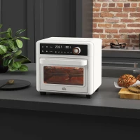 HOMCOM Horno Eléctrico de Sobremesa de 13L 1200W Freidora de Aire con 12 Modos de Calor y Temporizador Blanco(m-2)
