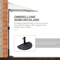 Outsunny Ombrellone da Terrazza a Mezzaluna con Apertura a Manovella e Palo a 2 Sezioni, 2.6x1.35 m, Beige(m-4)