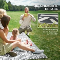 Outsunny Weerbestendig Buitentapijt Robuust en Opvouwbaar, met Boho-Stijl, Geschikt voor Woonkamer, Balkon(m-8)